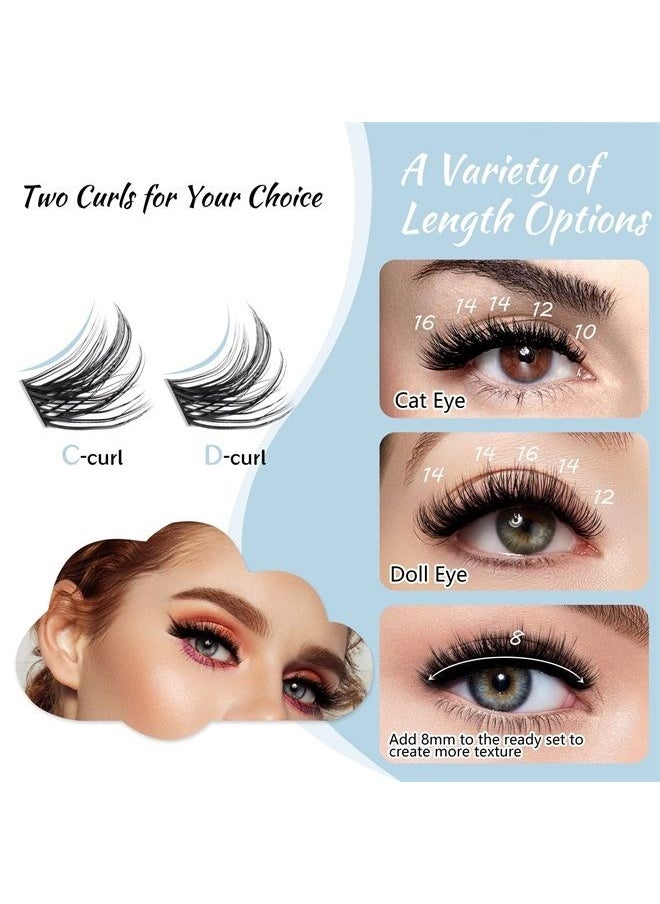 KevKev Lash Clusters 84 Pcs Cluster Lashes Eyelash Clusters DIY Cluster Eyelash Extensions Individual Lashes Soft and Comfortable (Snowflakes,C-8-16mix)  - Image 3