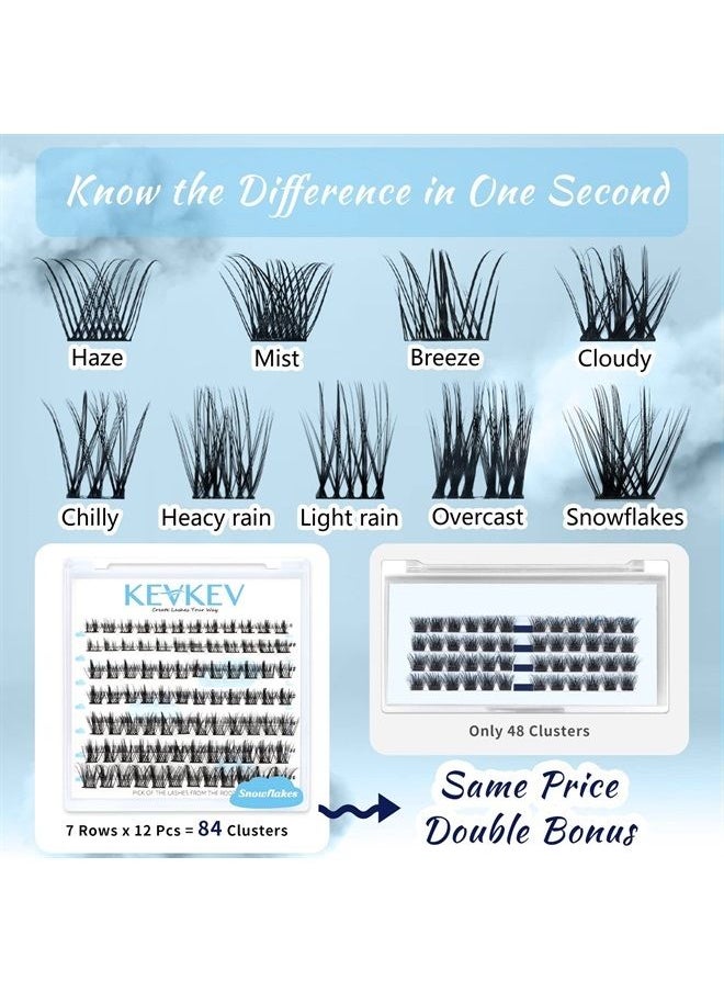 KevKev Lash Clusters 84 Pcs Cluster Lashes Eyelash Clusters DIY Cluster Eyelash Extensions Individual Lashes Soft and Comfortable (Snowflakes,C-8-16mix)  - Image 4