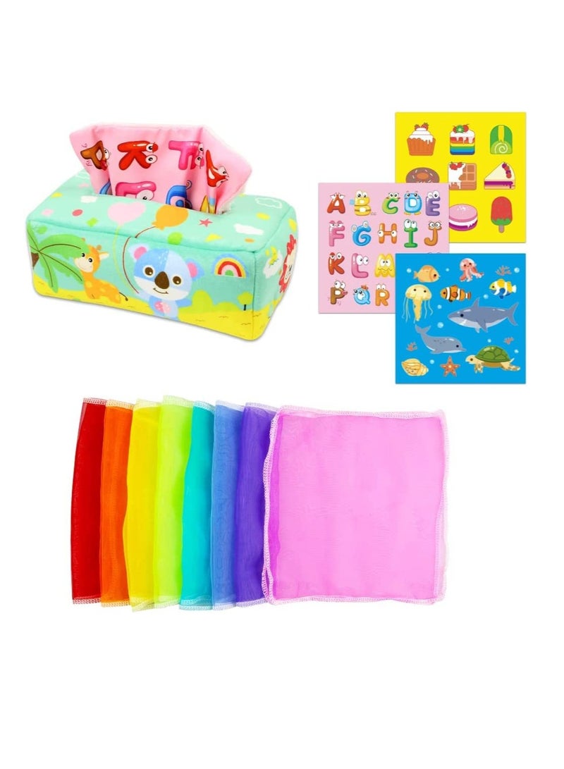 KASTWAVE Baby Tissue Box Toy, Montessori Intellectual Sensory Soothing Toys Baby Magic Tissue Box for 1-Year-Old Boys Girls Kids Early Learning Toys Baby Gifts - Image 1