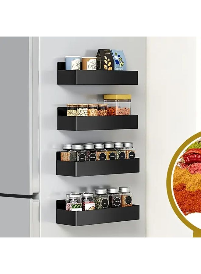 6 Pack White Plastic Magnetic Storage Shelves Floating Overhead Organizer For Kitchen Bathroom Refrigerator Microwave Washing Machine Side No Drill Multipurpose Rack Utility Racks - Image 1