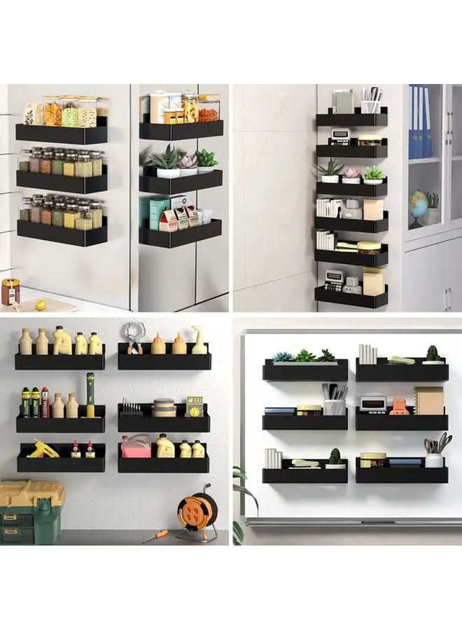 6 Pack White Plastic Magnetic Storage Shelves Floating Overhead Organizer For Kitchen Bathroom Refrigerator Microwave Washing Machine Side No Drill Multipurpose Rack Utility Racks - Image 4
