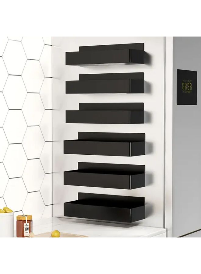 6 Pack White Plastic Magnetic Storage Shelves Floating Overhead Organizer For Kitchen Bathroom Refrigerator Microwave Washing Machine Side No Drill Multipurpose Rack Utility Racks - Image 2