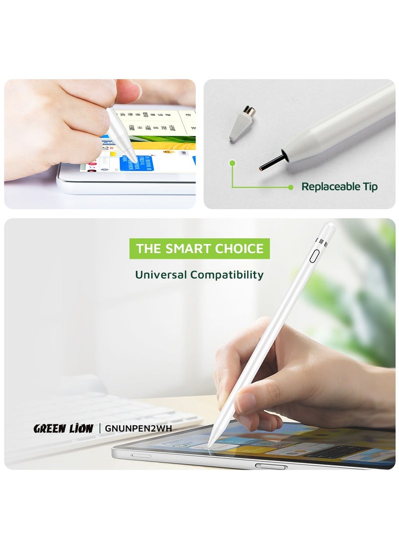 GREEN LION - Universal Pencil 2 Smooth Moving 8 Hours Working Time Durable Tip Replaceable Tip Compatible with Android, Compatible With iOS and Windows / 3 Month Standby Time - White - Image 1