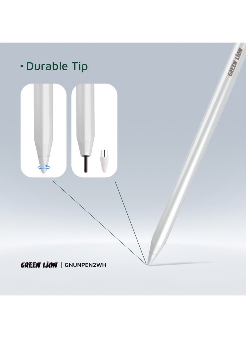 GREEN LION - Universal Pencil 2 Smooth Moving 8 Hours Working Time Durable Tip Replaceable Tip Compatible with Android, Compatible With iOS and Windows / 3 Month Standby Time - White - Image 1