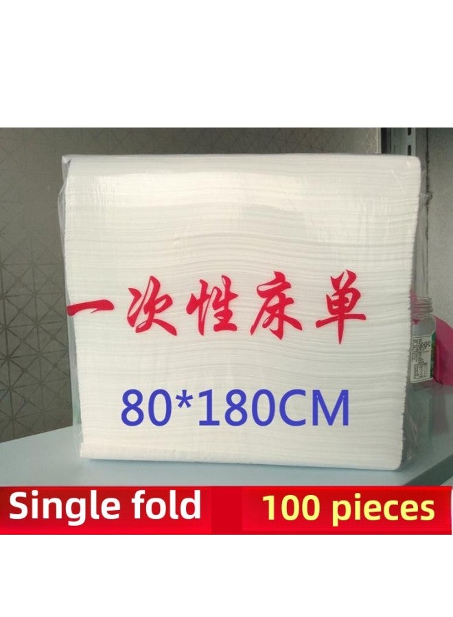Loquat Disposable Bed Sheet Beauty Salon Single Bed Breathable Massage Pad Thickened Cotton Non-woven Fabric Beauty Institute-Color:White-Specifications:No Waterproof No Oil 80*180CM (single Folding) - Image 1