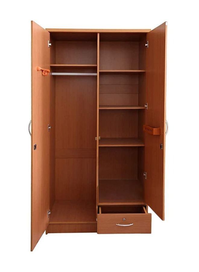 2 Door Wooden Wardrobe, Cabinet With 1 Lockable Drawer Perfect Modern Stylish Good Quality Color (Beige)