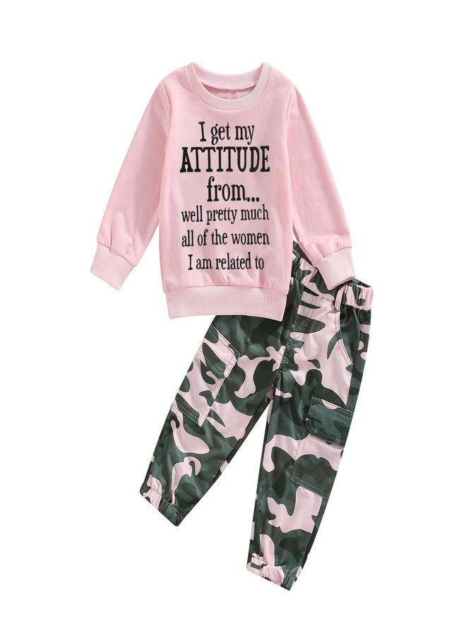 Fernvia Toddler Girls Clothes 2T 3T 4T 5T Fall Outfits Baby Pullover Sweatshirt & Camouflage Pants Set Kids Winter Sweatsuit - Image 1