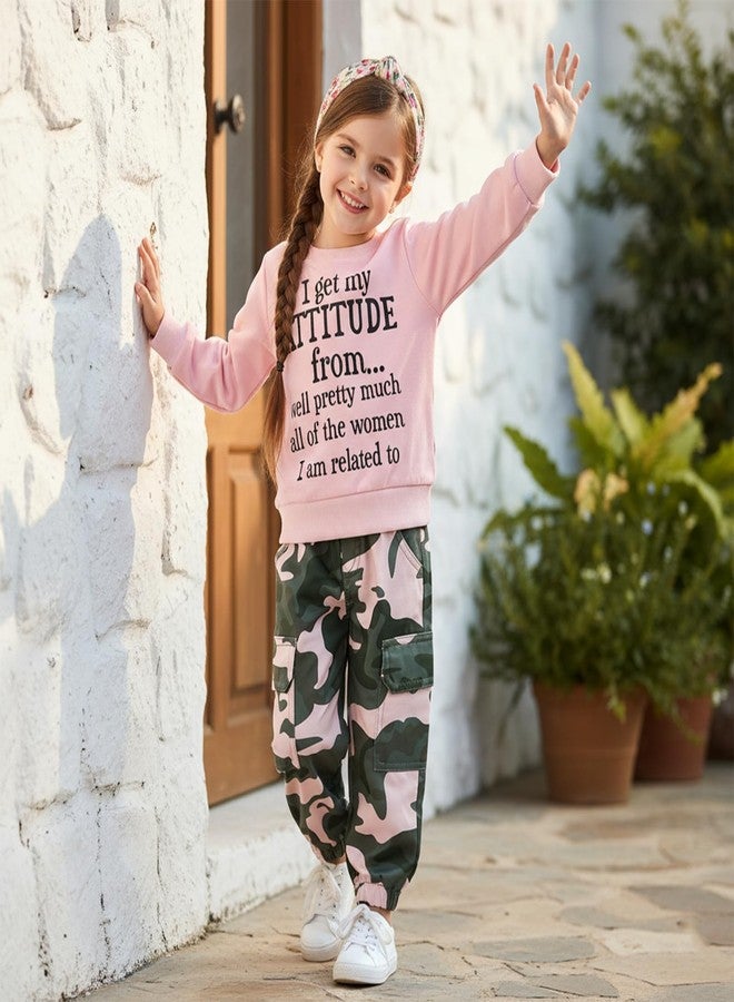 Fernvia Toddler Girls Clothes 2T 3T 4T 5T Fall Outfits Baby Pullover Sweatshirt & Camouflage Pants Set Kids Winter Sweatsuit - Image 3