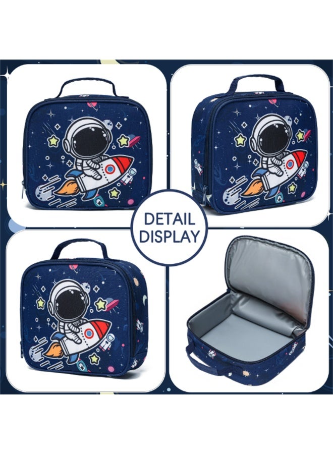 Kids School Bag, 3 in 1 Astronaut Printed Backpack with Pencil Case and Lunch Bag, Fashion Students Bookbag Travel Rucksack for Girls and Boys (D11, Astronaut Blue) - Image 3