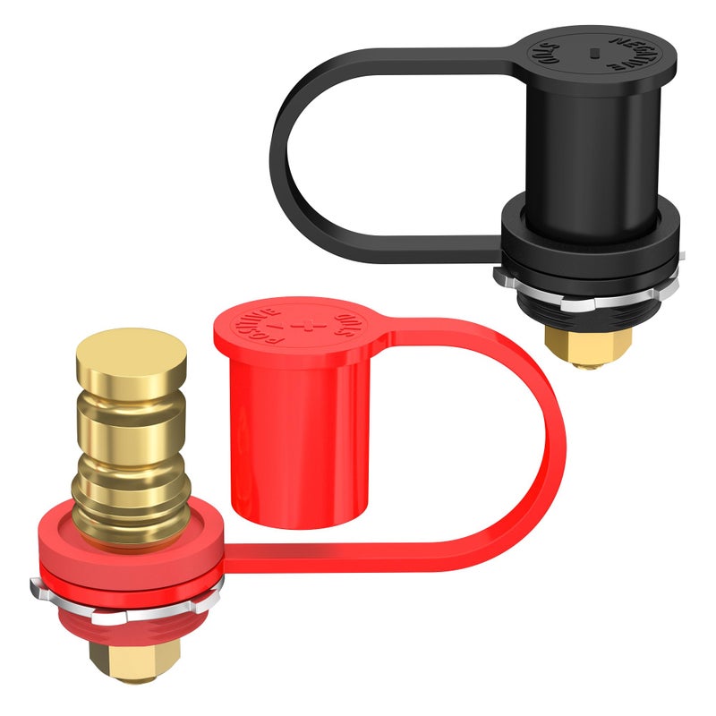 Joinfworld Remote Battery Terminals 38 Stud Battery Jump Post with Cover 250A Battery Charging Post Kit Marine Battery Charger Jumper Post for Auto Truck Canam