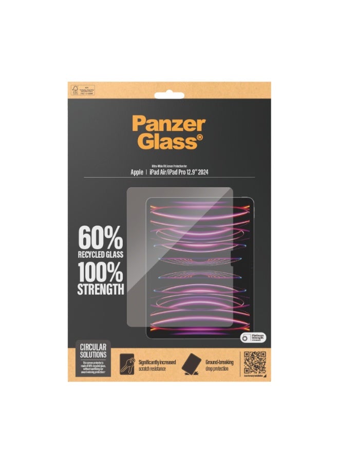 PanzerGlass واقي شاشة PanzerGlass لجهاز Apple iPad Air 13" M2 / iPad Pro 13" M4 2024 | زجاج مقسّى من الحافة إلى الحافة، حماية من السقوط والخدش، مقاوم للصدمات، مضاد لبصمات الأصابع، سهل التركيب - شفاف - Image 2