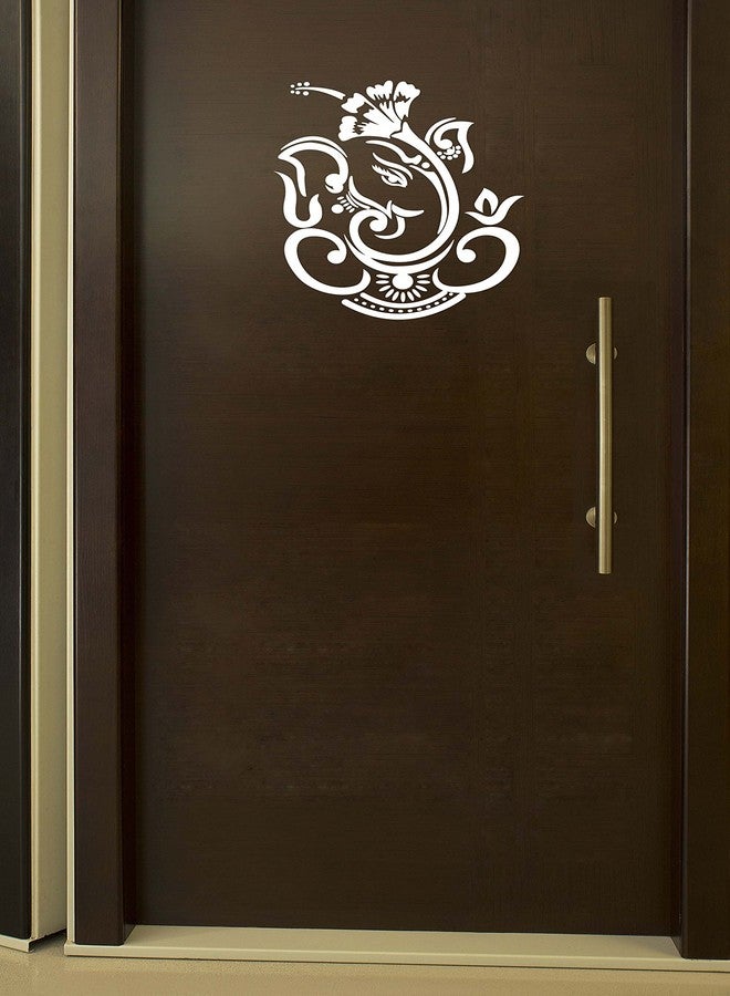 ملصق WallDesign Dasavala Ganesha للمدخل، لون أبيض (متوسط) - ارتفاع 18 بوصة × عرض 14 بوصة