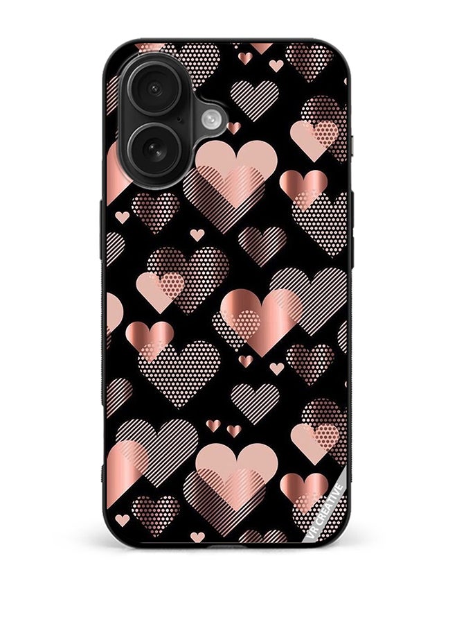 VR CREATIVE Protective Case Cover For Apple iPhone 16 Flying Hearts Design Multicolour