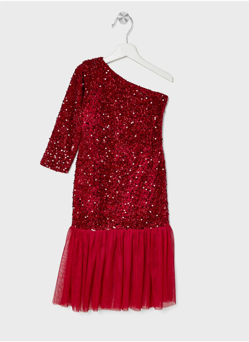 ليتل جولدن ابل Little One Shoulder Sequin Dress