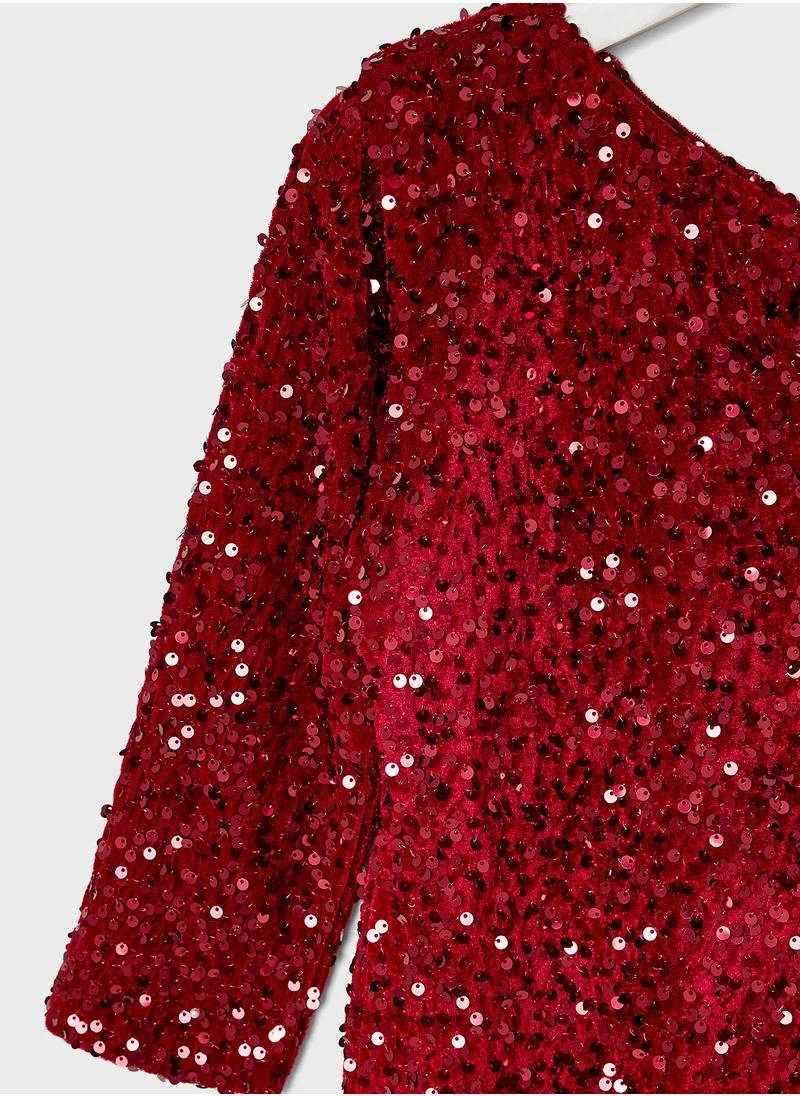 Little Golden Apple Little One Shoulder Sequin Dress