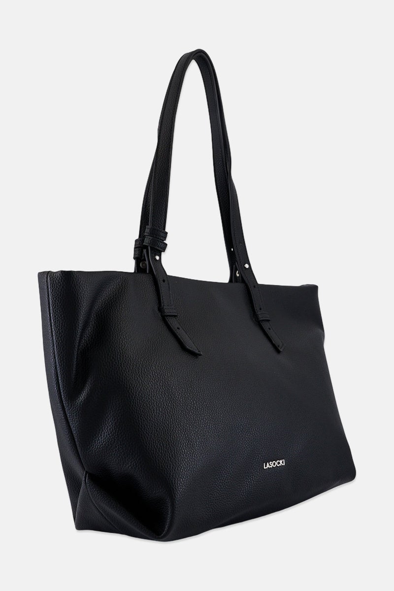 Lasocki Women Brand Logo Tote Bag, Black - Image 4