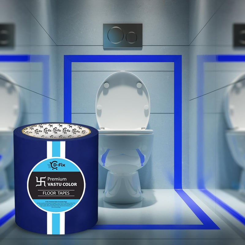 D-Fix ® شريط الأرضيات الملون فاستو، شريط فاستو لعلاج فاستو دوتش/تصحيح فاستو للمرحاض والمدخل (بعرض 4 إنش، طول تقريبي 25 متر) - أزرق - Image 5
