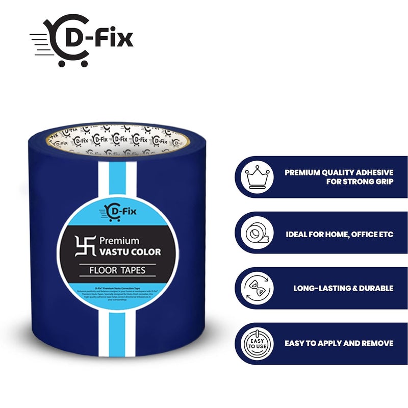 D-Fix ® شريط الأرضيات الملون فاستو، شريط فاستو لعلاج فاستو دوتش/تصحيح فاستو للمرحاض والمدخل (بعرض 4 إنش، طول تقريبي 25 متر) - أزرق - Image 3