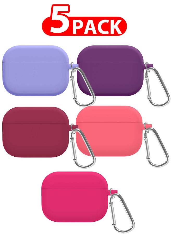 CATANES 5 Pack Shockproof Case For Airpod Pro Silicone Protective Case Shockproof Case Ultra Slim Cover with Keychain Carabiner Multicolour  - Image 1