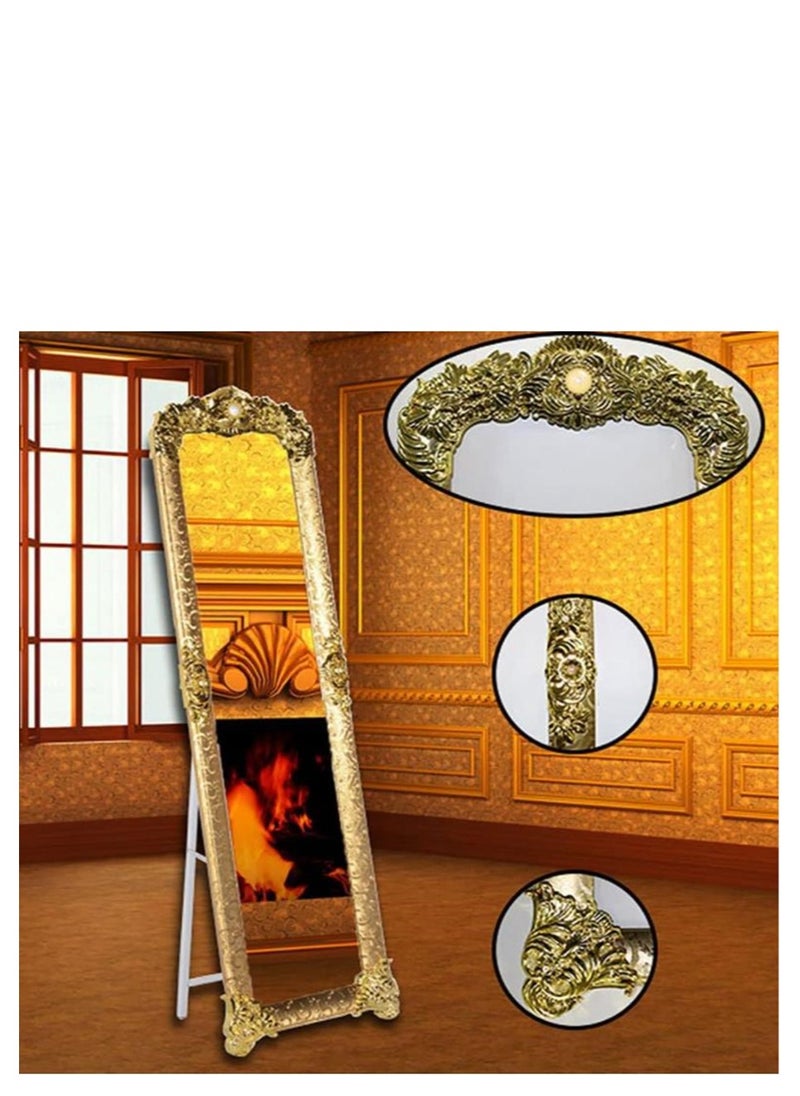 Golden - Stand Mirror, Full Length Mirror Standing Mirror, Large Rectangle Bedroom Mirror Floor Mirror, Carved Frame (8132-Gold) - Image 1