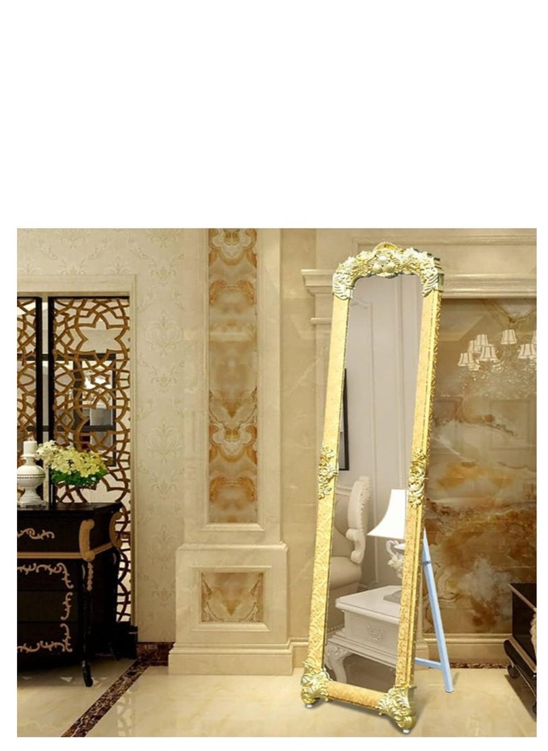 Golden - Stand Mirror, Full Length Mirror Standing Mirror, Large Rectangle Bedroom Mirror Floor Mirror, Carved Frame (8132-Gold) - Image 1