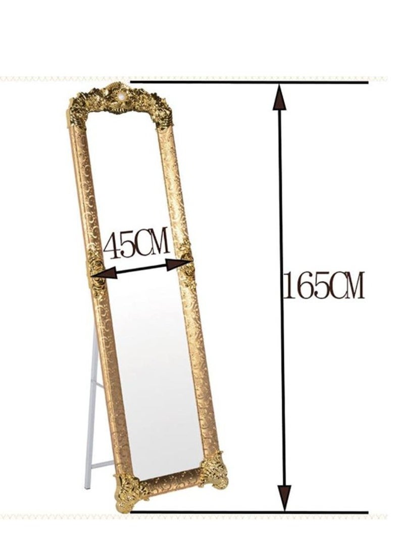 Golden - Stand Mirror, Full Length Mirror Standing Mirror, Large Rectangle Bedroom Mirror Floor Mirror, Carved Frame (8132-Gold) - Image 1