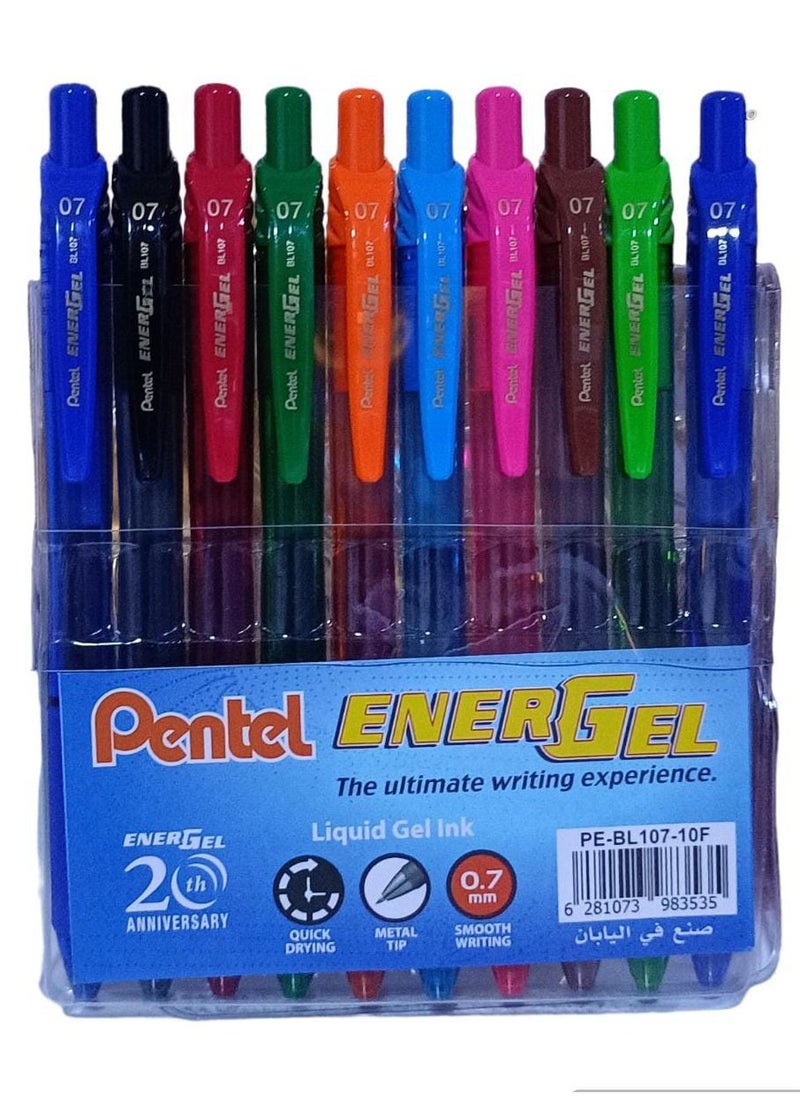 Pentel 10-Piece Energel Gel Pen Multicolour  - Image 1