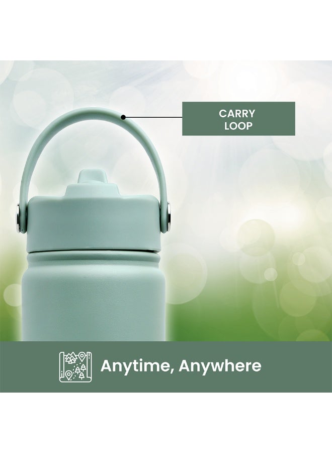 Bamboo Bark 750 ML Insulated Water Bottle with Sipper Lid – Stainless Steel Double Wall Vacuum Flask for Hot & Cold Water Leak-Proof, Reusable Sports Thermos Bottle - (Dull Sage Green) - Image 3