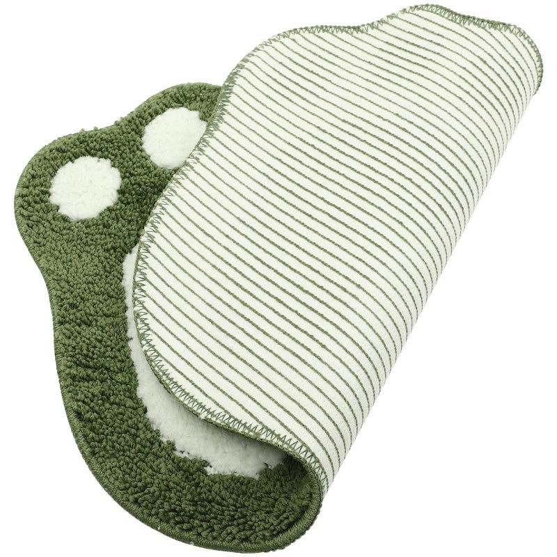 Non Slip Quick Dry Bathroom Rug Machine Washable Absorbent Floor Pad Green 67x48cm - Image 2