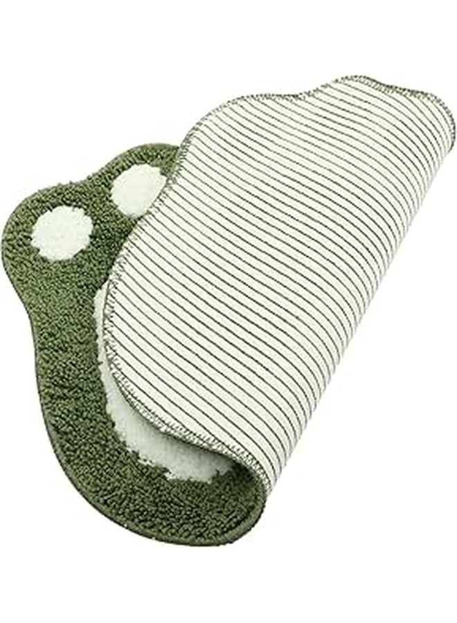 Non Slip Quick Dry Bathroom Rug Machine Washable Absorbent Floor Pad Green 67x48cm - Image 1