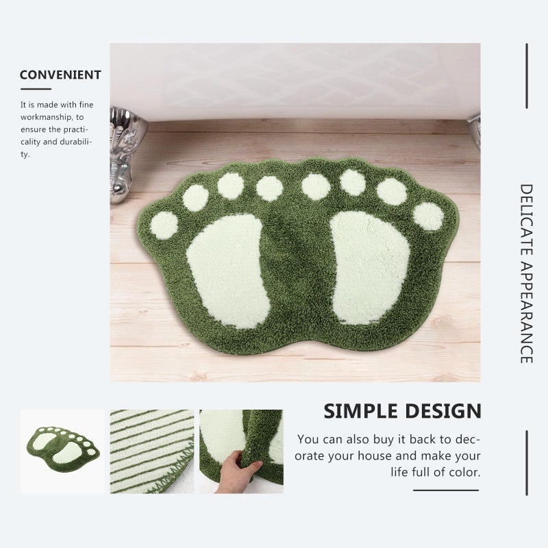 Non Slip Quick Dry Bathroom Rug Machine Washable Absorbent Floor Pad Green 67x48cm - Image 5