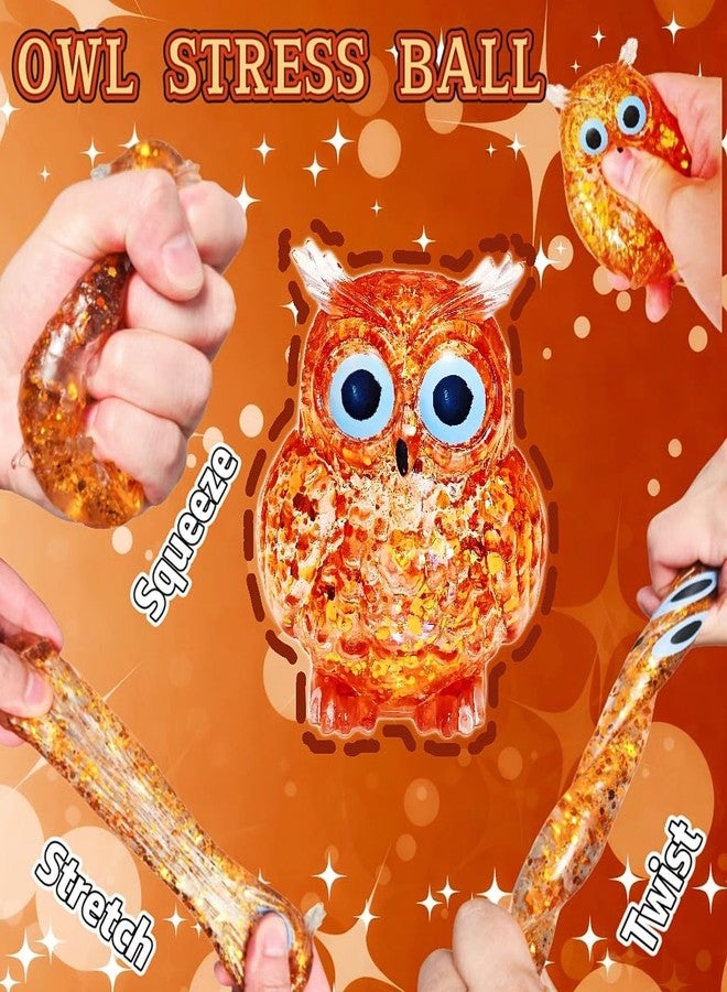EVDERS 1Pcs Squishy Owl Stress Sugar Balls for Kids and Adults, Kawaii Animals Squeeze Squishy Toys, Glitter Owl Sugar Ball Stress Toy for Party Favors Easter Basket Stuffers (Brown) - Image 3