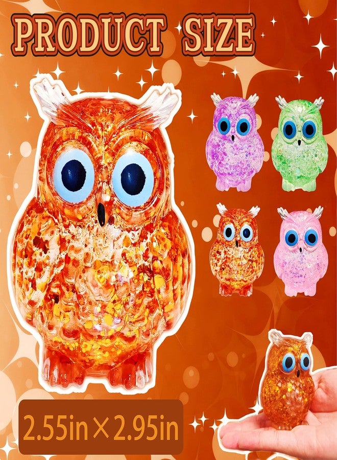 EVDERS 1Pcs Squishy Owl Stress Sugar Balls for Kids and Adults, Kawaii Animals Squeeze Squishy Toys, Glitter Owl Sugar Ball Stress Toy for Party Favors Easter Basket Stuffers (Brown) - Image 2