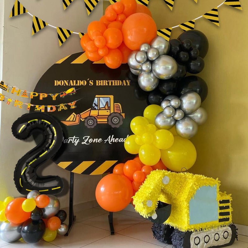 Deapeick 136pcs Construction Birthday Party Balloon Garland Kit, Digger Birthday Party Supplies with Yellow Black Balloon Truck Banner for Construction Quarantine Party Decorations (Arch 2) - Image 5