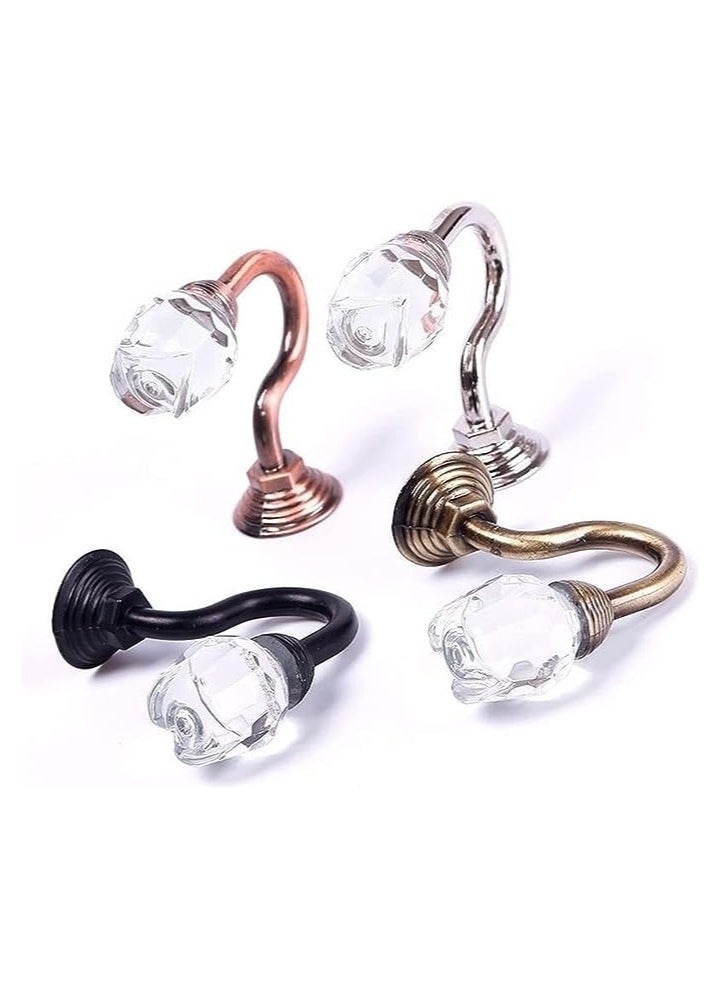 Zeenah Furniture - 2 Pieces Clear Crystal Rose Flower Wall Mounted Curtain Holdbacks Hooks Tassel Curtain Hook - Image 1