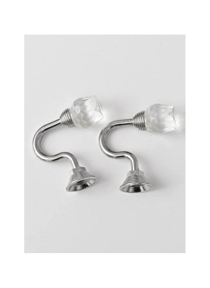 Zeenah Furniture - 2 Pieces Clear Crystal Rose Flower Wall Mounted Curtain Holdbacks Hooks Tassel Curtain Hook - Image 1