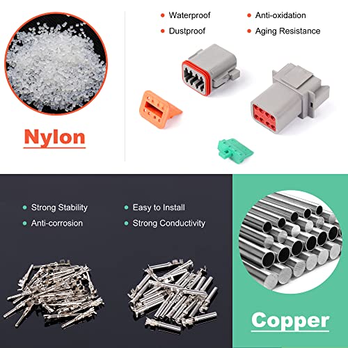 Flytuo 94PCS Electrical Wire Connector Plug, 6 Sets 2 3 4 6 8 12 Pin Deutsch DT Connector Assortment Kit, Waterproof Automotive Electrical Connectors for Motorcycle, Truck, Car, Boats, Scooter - Image 5