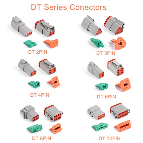 Flytuo 94PCS Electrical Wire Connector Plug, 6 Sets 2 3 4 6 8 12 Pin Deutsch DT Connector Assortment Kit, Waterproof Automotive Electrical Connectors for Motorcycle, Truck, Car, Boats, Scooter - Image 2