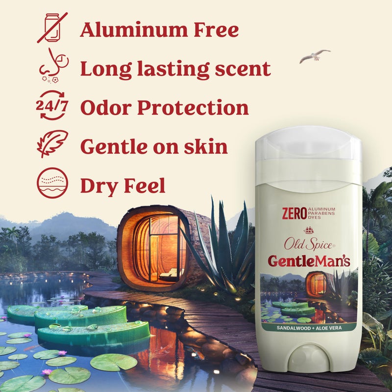 Old Spice GentleMan's Aluminum Free Dry Feel Deodorant for Men, 24/7 Lasting Freshness, Gentle on Skin with Skin Conditioners, Sandlewood + Aloe Scent, 3.0 oz - Image 2