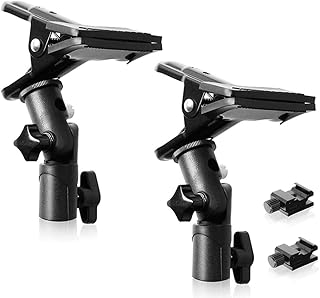 Selens Selens 2 Packs Photography Reflector Clamp Holder Speedlite Hot Shoe Bracket with 1/4"" & 3/8"" Screw Mount with Photo - Image 1