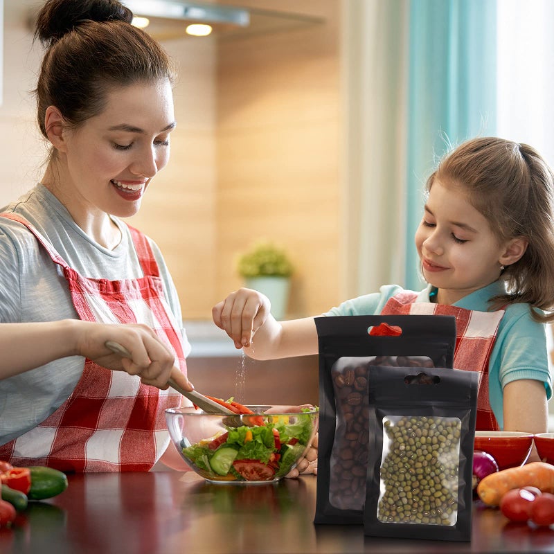 Zonon أكياس بلاستيكية زونون 400 قطعة بأحجام 4 أكياس قابلة للإغلاق لتعبئة تخزين الطعام كيس لعينة الكعك والمجوهرات (أسود، ثقب طويل) - Image 3