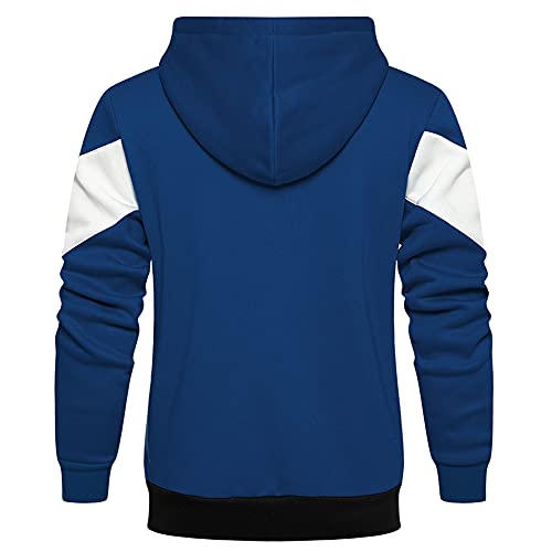 DUOFIER Men's Full zip Hoodie Dri Power Hooded Sweatshirt Fleece With Kangaroo Pocket, Blue-S - Image 4