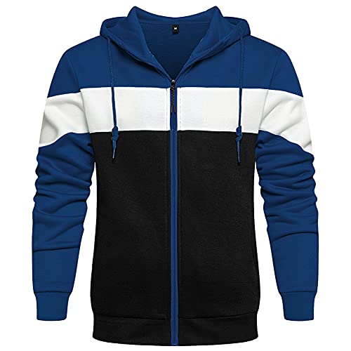 DUOFIER Men's Full zip Hoodie Dri Power Hooded Sweatshirt Fleece With Kangaroo Pocket, Blue-S - Image 1