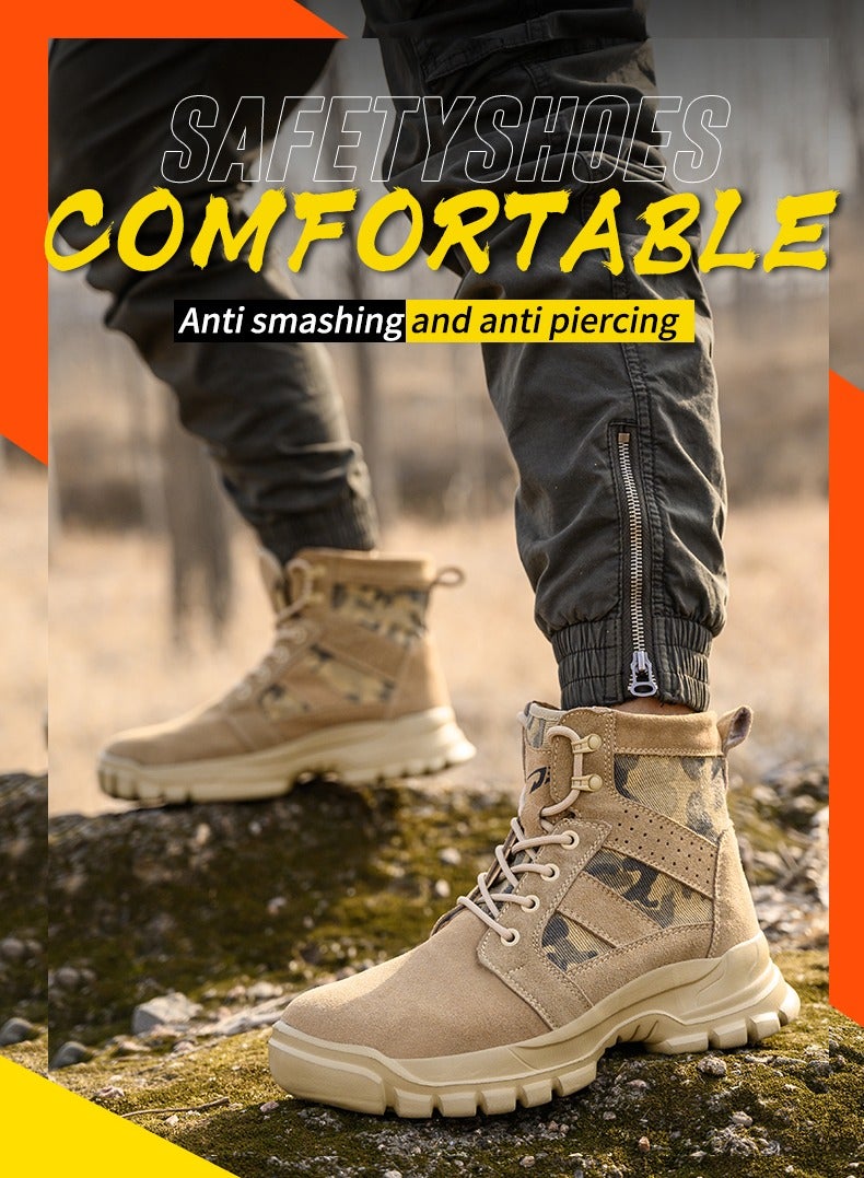 general High-Top Safety Work Shoes for Men - Steel Toe, Puncture & Smash Resistant, Wear-Resistant, Anti-Skid, Air Cushioned Protection Sneakers for Outdoor & Heavy Duty Jobs - Image 1