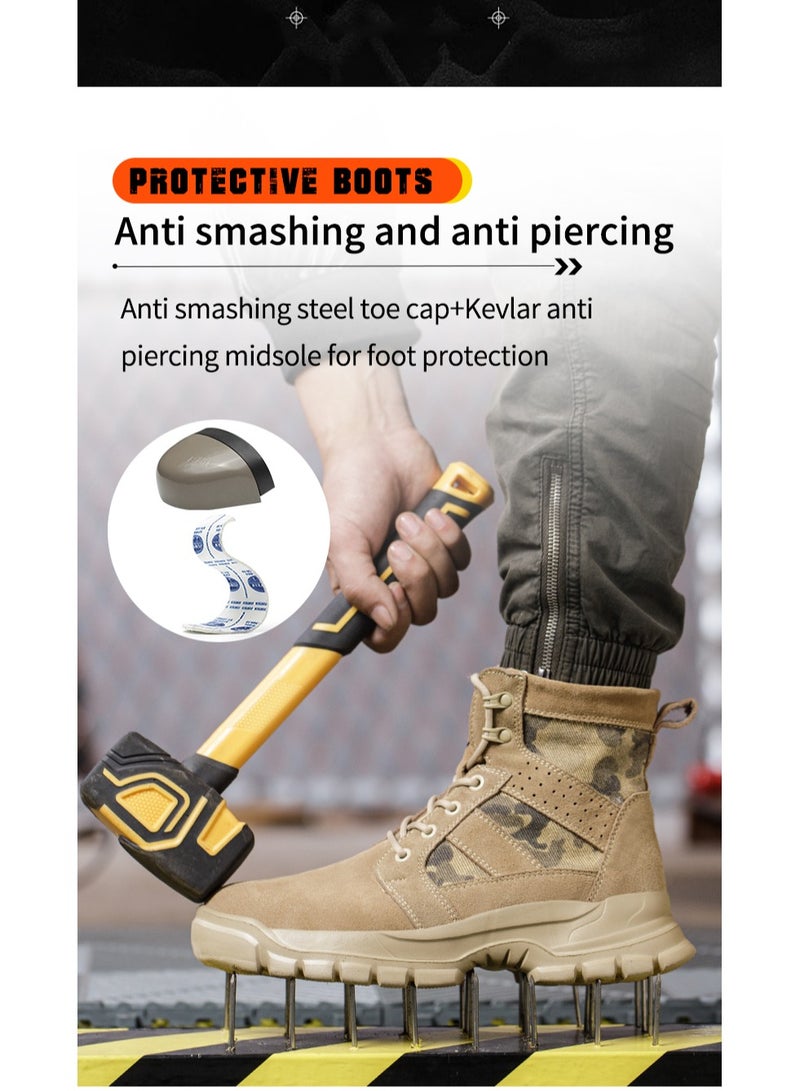 general High-Top Safety Work Shoes for Men - Steel Toe, Puncture & Smash Resistant, Wear-Resistant, Anti-Skid, Air Cushioned Protection Sneakers for Outdoor & Heavy Duty Jobs - Image 4