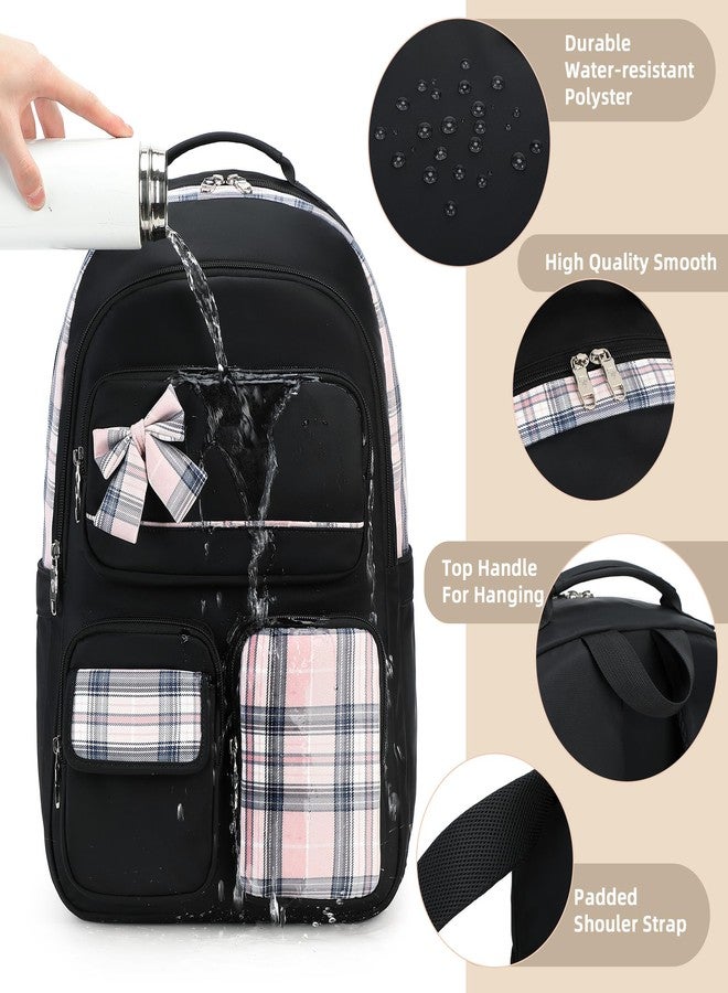 KIDNUO Backpack for Girls,School Backpacks for Teen Cute College Bags for Women Students Large Bookbag 15.6 Laptop School Bag, Black1, Large, Daypack Backpacks - Image 3