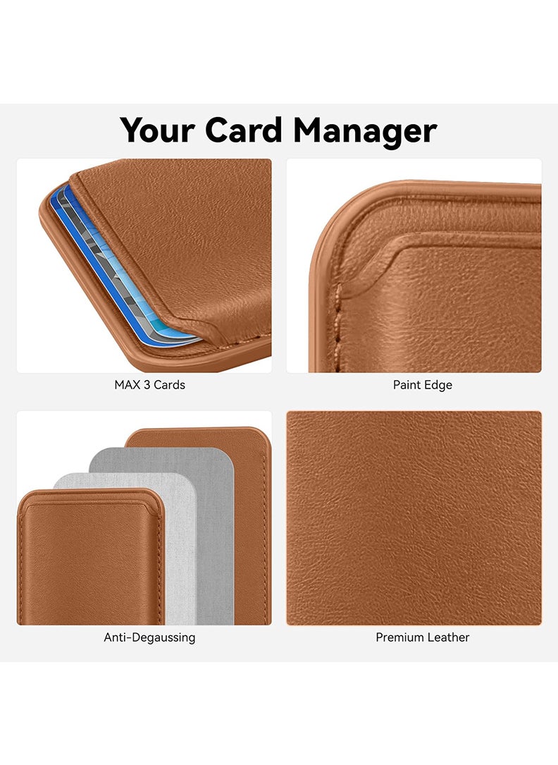 Theodor - Magnetic Wallet, Compatible with MagSafe Wallet, for iPhone Wallet, for iPhone 16/15/14/13/12 Series, Not for iPhone 13/12 mini, 3 Card Holder, Vegan Leather, Brown - talk less do more - Image 1
