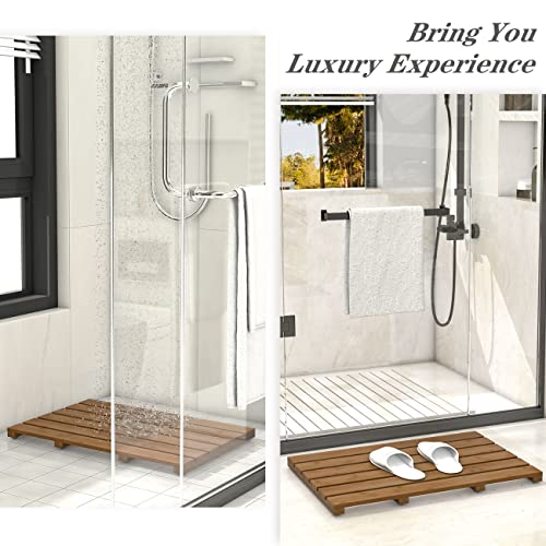 Bamfan Bamboo Wooden Bath Floor Mat for Luxury Shower - Non-Slip Bathroom Waterproof Carpet for Indoor or Outdoor Use (Walnut) - Image 2