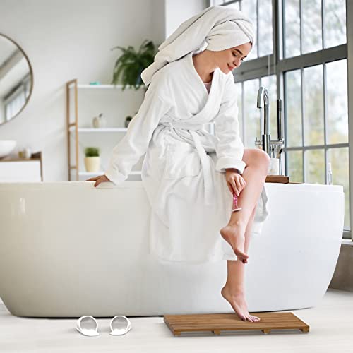 Bamfan Bamboo Wooden Bath Floor Mat for Luxury Shower - Non-Slip Bathroom Waterproof Carpet for Indoor or Outdoor Use (Walnut) - Image 4
