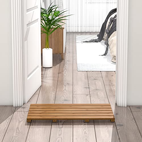 Bamfan Bamboo Wooden Bath Floor Mat for Luxury Shower - Non-Slip Bathroom Waterproof Carpet for Indoor or Outdoor Use (Walnut) - Image 3